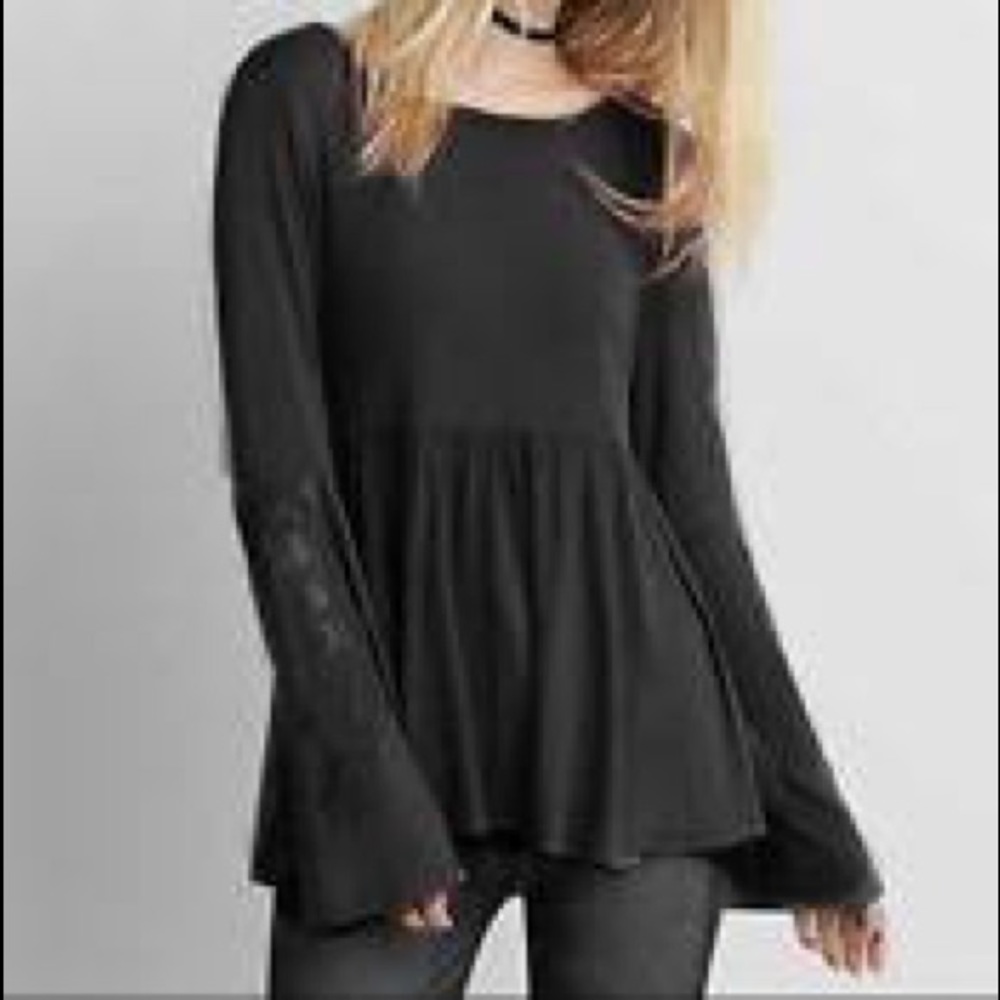 American Eagle Gray Lace Blouse
